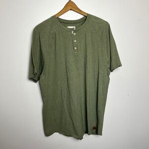Fundamental Coast Mens XXL Henley Shirt Olive Green Striped Raglan Short Sleeve